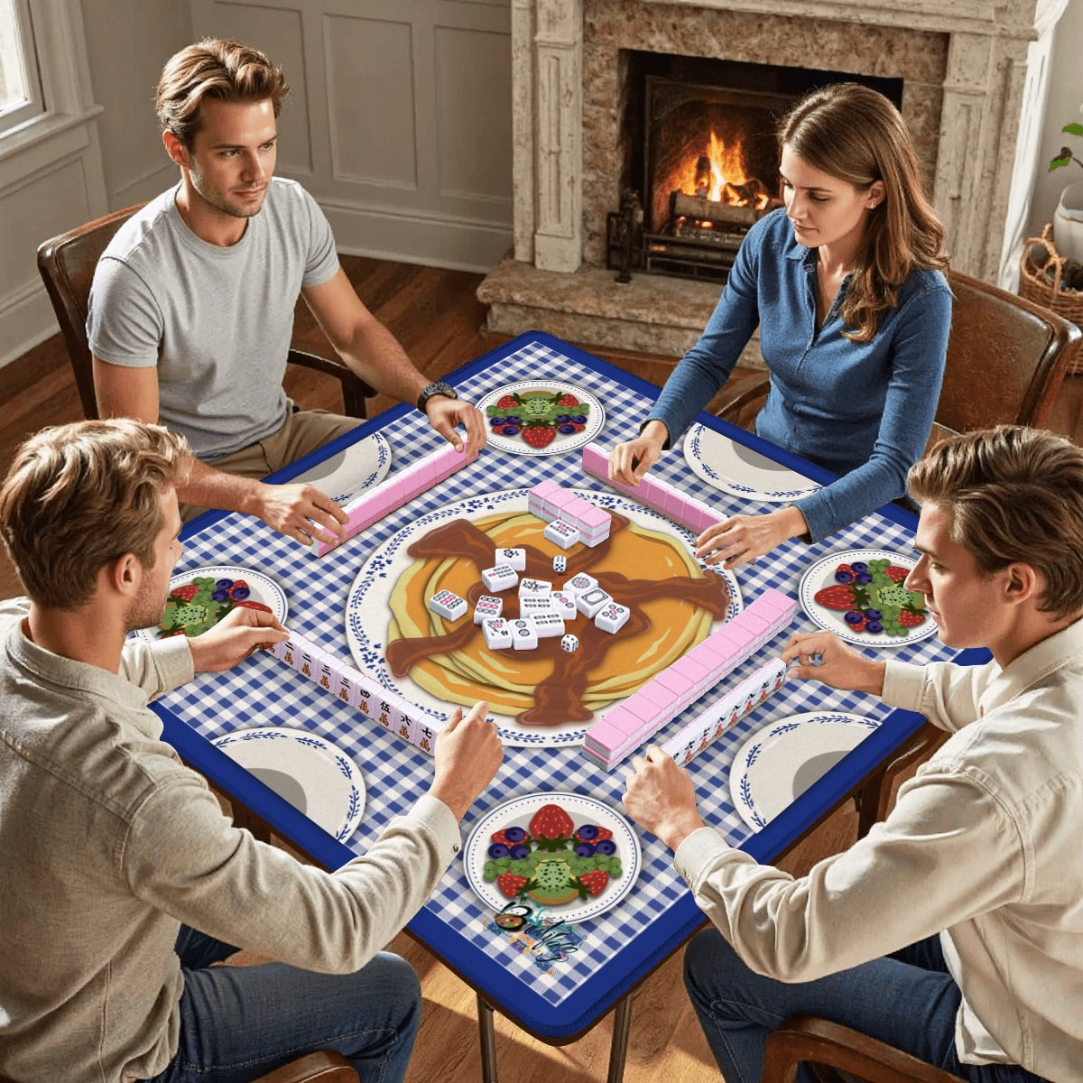 Breakfast is butter with Mahjong Mahjong Mat Larger size: 33"x33" (Ship Rolled up)