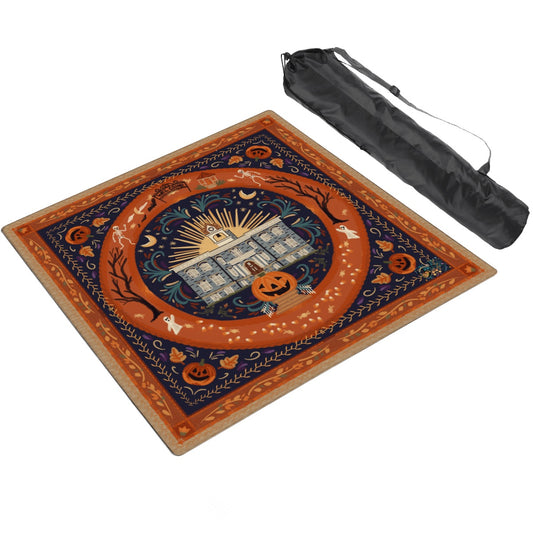 Nostalgic Halloween scenes SleekSurface mahjong mat by Brewtifully
