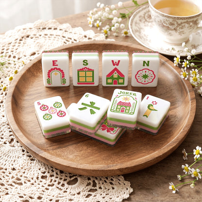 Scandi Folk Art Christmas Mahjong Tiles Preppy lattice