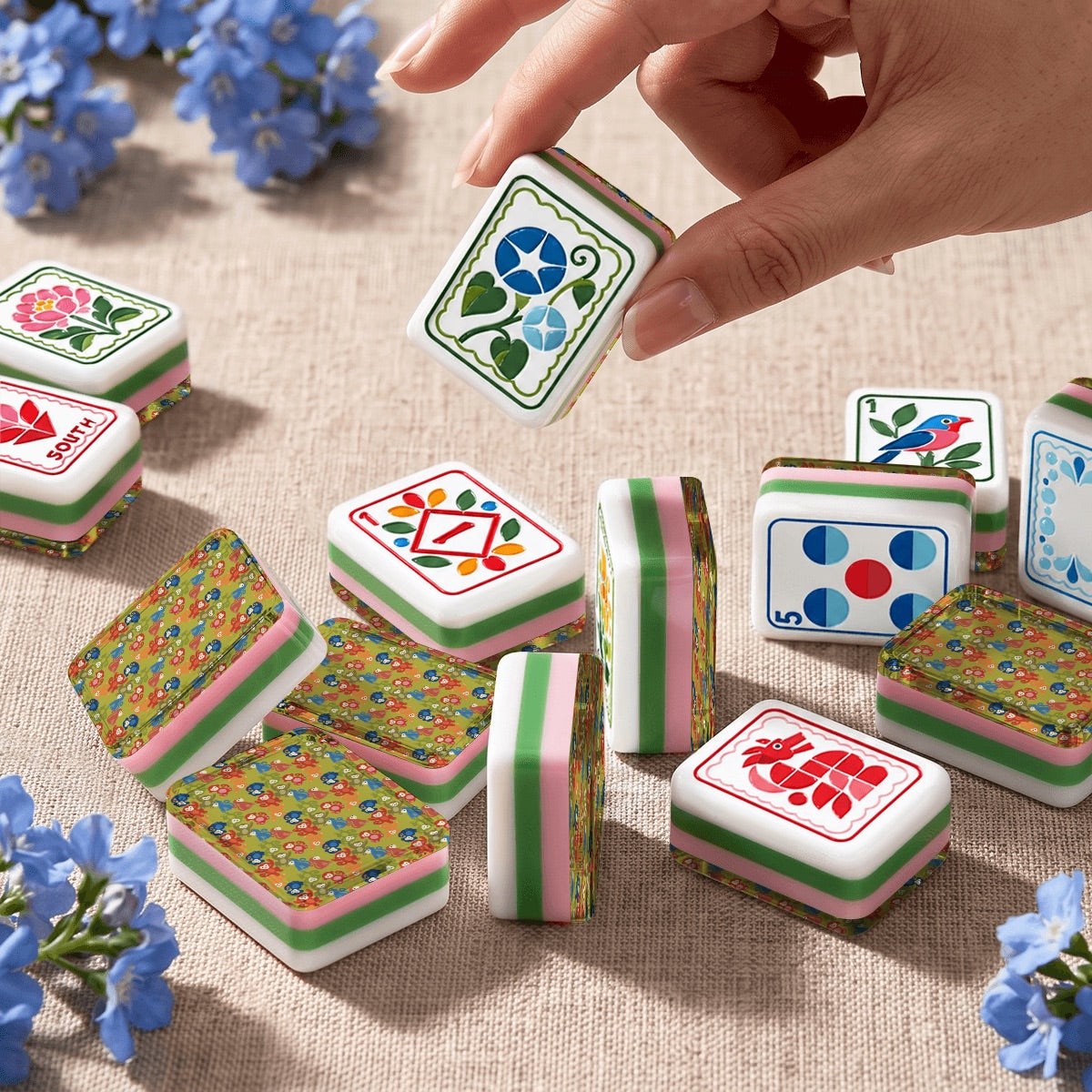 Modern Folk American Mahjong Tiles  4Layer Acrylic in multiple designs