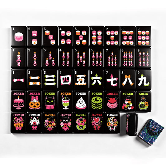 Batty folk art Gothic Dessert Halloween Mahjong Tiles multi layer
