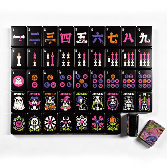 Psycho-doggo Wicked Bulldog Halloween Mahjong Tiles