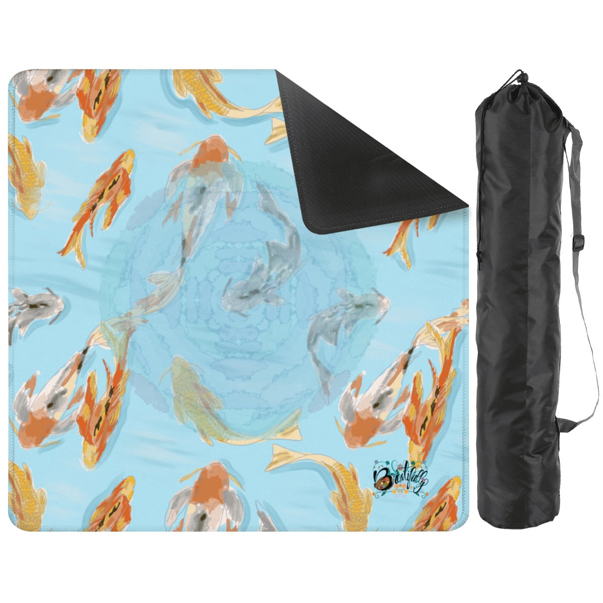 Koi fish pond hand-illustrated mahjong mat by Brewtifully