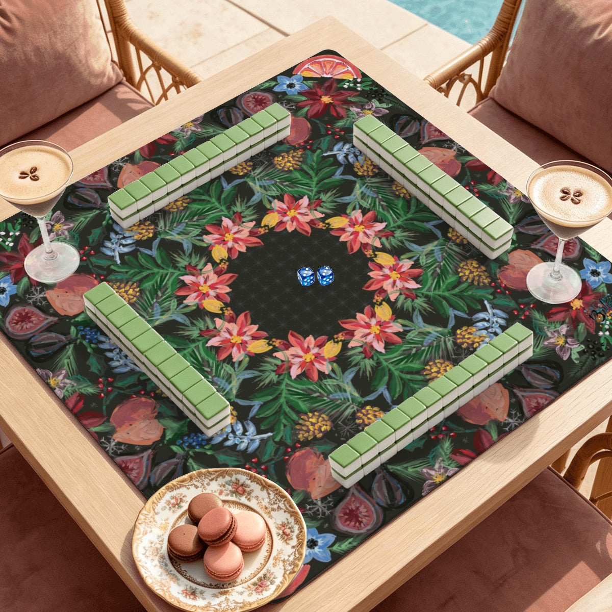 Mahjong Mat SleekSurface (Made in USA) Nature’s Holiday Gifts- Multiple colorways