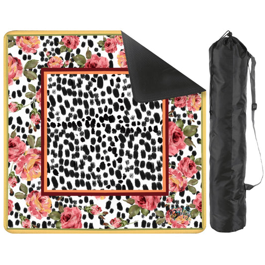 Roses and dots hand-illustrated mahjong mat by Brewtifully