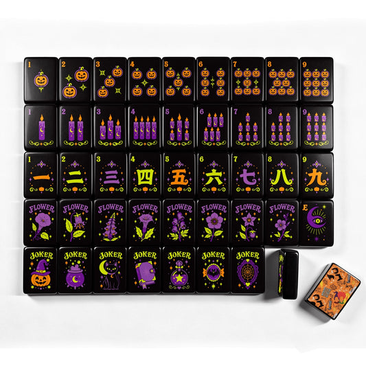 Sistas on Orange with Pumpkin Hex Halloween Mahjong Tiles  Single Layer