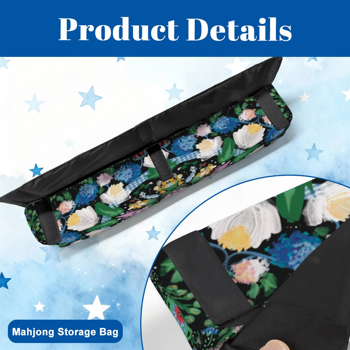 Mahjong Bag Set 3 Pcs Picnic in the flowers-on black