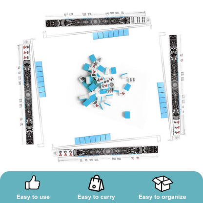 4 Artistic White on Black Mahjong Tile Pusher Racks